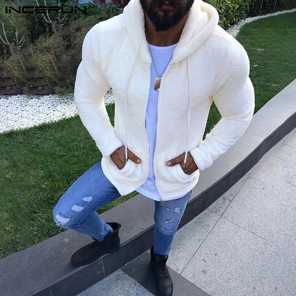 Mens white fluffy online hoodie