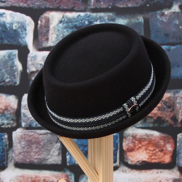 Winter Warm Curly Brim Wool Fedora Hat 