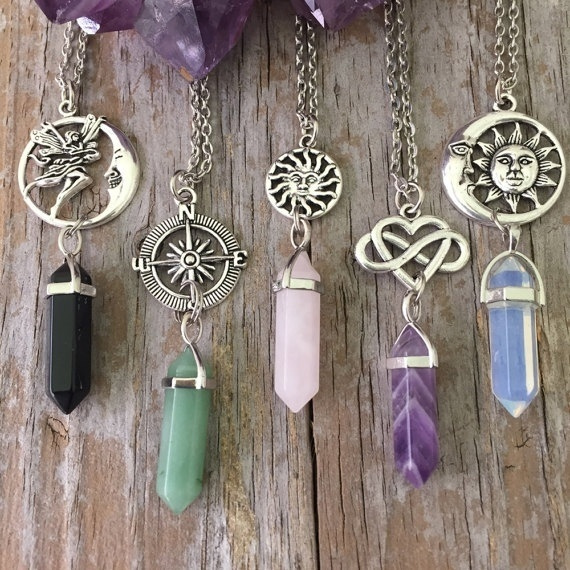 Sun and moon crystal shop necklace