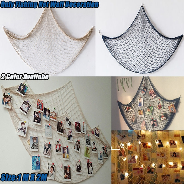 1m X 2m House Decorative Fishing Netting Cotton Rope Wall Decoration Fishing  Net ( Only Fishing Net)