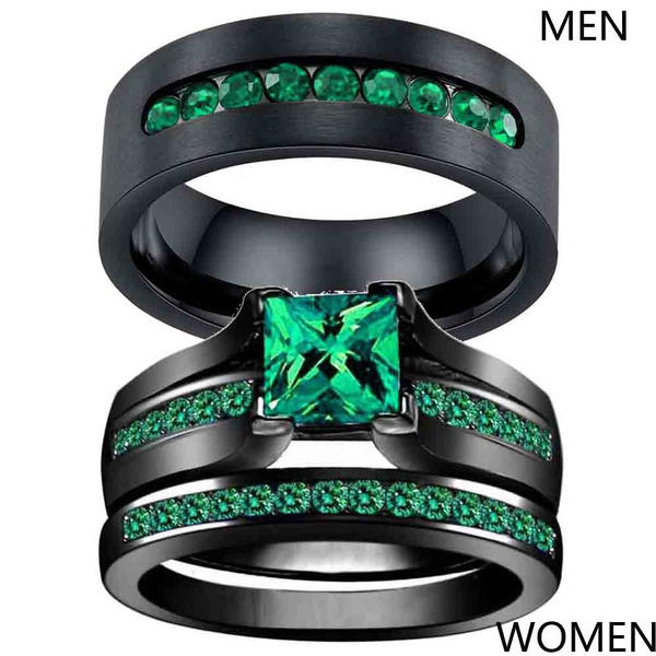 Green and black hot sale wedding band