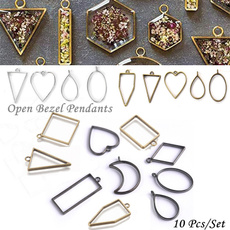 10Pcs/set Open Bezel Frame Pendant for Resin Epoxy DIY Jewelry Making Supplies