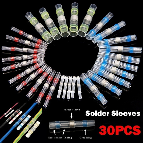 30X Waterproof Solder Seal Heat Shrink Butt Connector Soldering