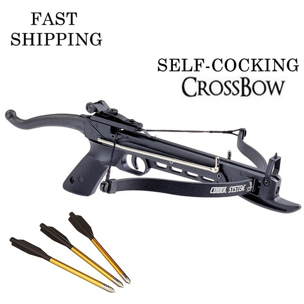 Hunting Camping Fishing Survival Tactical Self-Cocking COBRA Pistol Crossbow  w/ Arrows 80LB