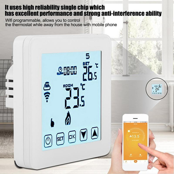 Programmable Thermostat Digital LCD Display Smart Temperature Controller White 
