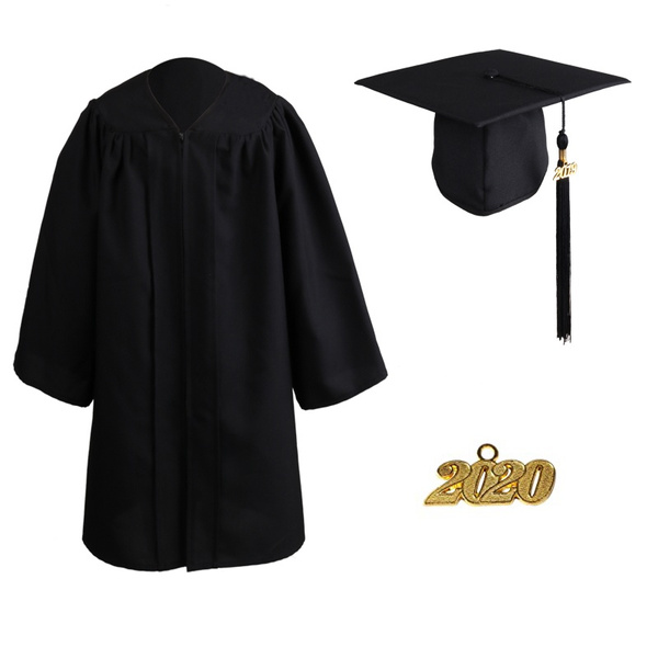 Matte Adult Graduation Gown Cap Tassel Set for for Adults Gift for Student Teacher Bachelor/High School Ceremony Black