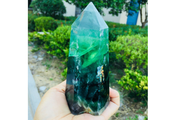 3PCS natural Green fluorite quartz crystal point obelisk wand healing 150g+