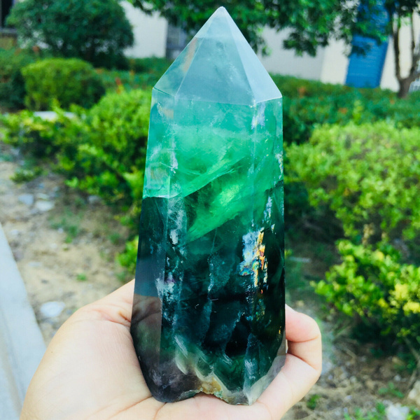 Natural Fluorite Crystal Green Wand Point Healing Quartz Colorful Stone 2018 New 
