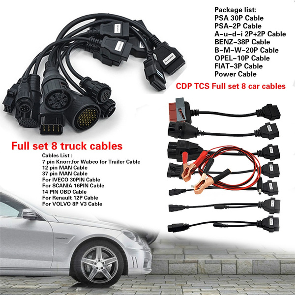 8 PCS OBD2 Full Set Truck Wire Diagnose Cables For AUTOCOM DELPHI TCS CDP Rro 