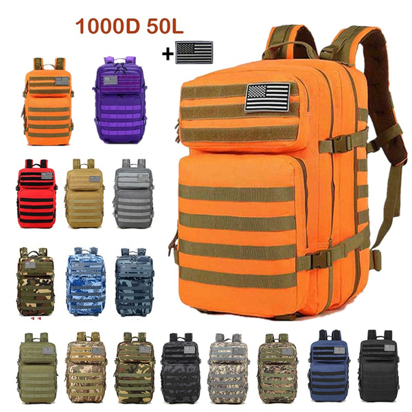 2020 Newest 1000D Nylon 16 Colors 50L Waterproof Outdoor Military Rucksacks Tactical Backpack Sports Camping Hiking Trekking Fishing Hunting Bag 17