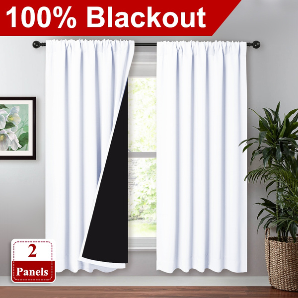 NICETOWN Double Layers Blackout Curtain with Black Liner Backing