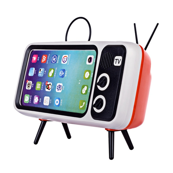 retro tv bluetooth speaker mobile phone holder