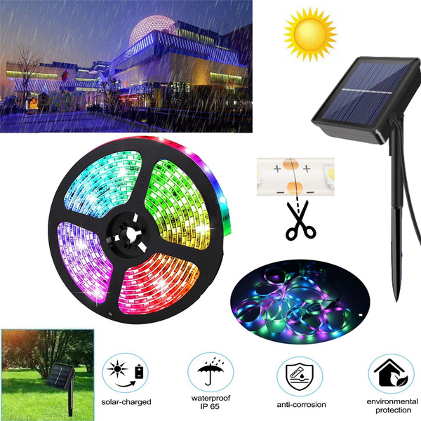 Ranpo 1 2 5x 5m Rgb Solar Powered Led Light Strip Outdoor Waterproof String Lights Home Garden Decoration Wish Ranpo 1 2 5x 5m Rgb Solar Powered Led, Garden Led Strip Lights Solar