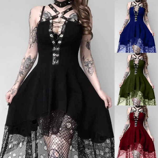 Women Fashion New Sleeveless Vintage Clothes Gothic Fantasy Lace