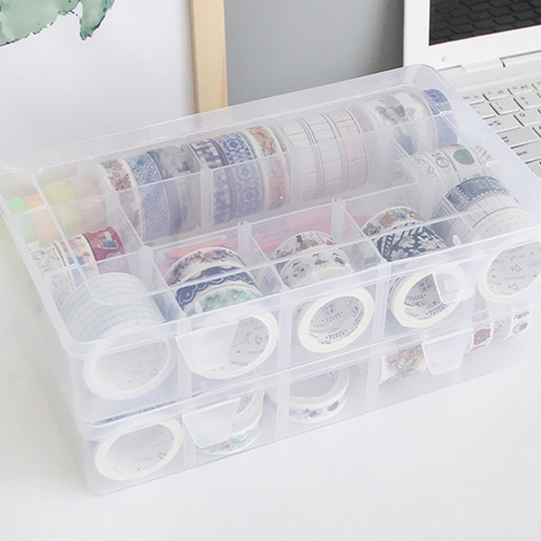 15 Grids Desktop Tape Storage Box Transparent Paper Tape Box Crafts Organizer fghfhfgjdfj 