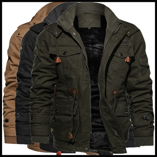 YYDGH Men's Outdoor Tactical Fleece Jacket Fall Winter Military Army Jacket  Long Sleeve Full Zipper Warm Hiking Winter Coat Army Green XXL - Walmart.com