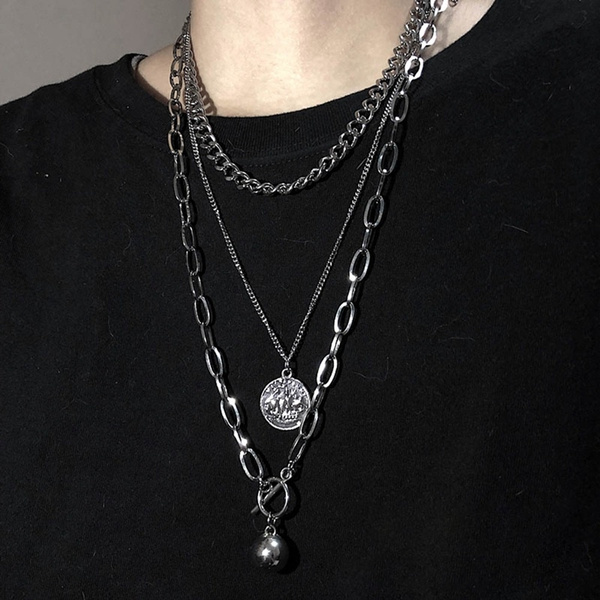 Hip Hop Multi Layers chain necklace with heart lock women/men punk ro –  Cinily