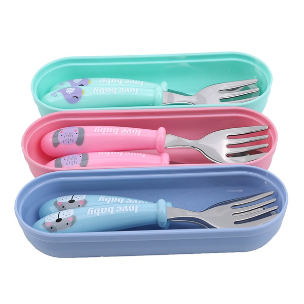 Baby Feeding Spoon Fork Set Toddler Infant Tableware Flatware Kids Cutlery 