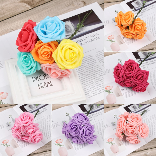 Home Decor Artificial Foam Flowers Bridal Bouquet Wedding Decoration Fake Roses