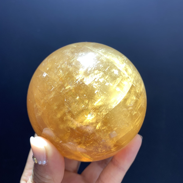 Satin Crystals Golden Yellow Quartz Sphere Crystal Healing Ball Autumn Smiles & Riches Manifestation Orb Burnt Orange Beauty Premium P05 2.9 Inch 