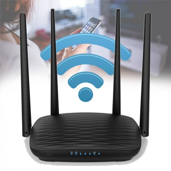 Black AC5 1200Mbps Home Wireless Network 2.4/5Ghz Dualband Antenna WiFi Router Wish