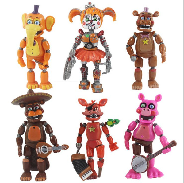 WXxiaowu 6pcs Lot FNAF 10cm In Stock Five Nights At Freddy S 4 FNAF Foxy Girl Bonnie Freddy Action Figures Toy for children 