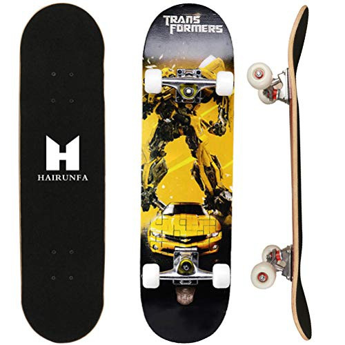 Hairunfa 31x8 Long Skateboard 9-Layer Maple Complete Double Kick Skateboard for Children Boys Girls Teens Beginners. 