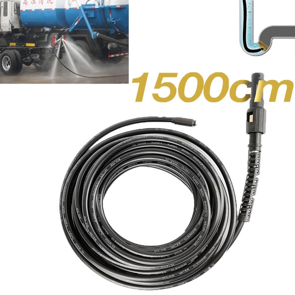 Tuyau Déboucheur Canalisation 15m 180bar - Compatible Kärcher, Bosch, Parkside (2 Buses + 3 Adaptateurs)