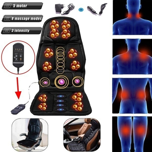 Black Back Massage Chair Car SUV Hot Seat / Home Cushion Neck Pain Waist  Support Massage Cushion Cover