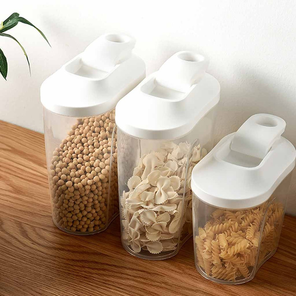 Food Storage Container Plastic Box Jar Cereal Organizer For Pantry With Lid  Home