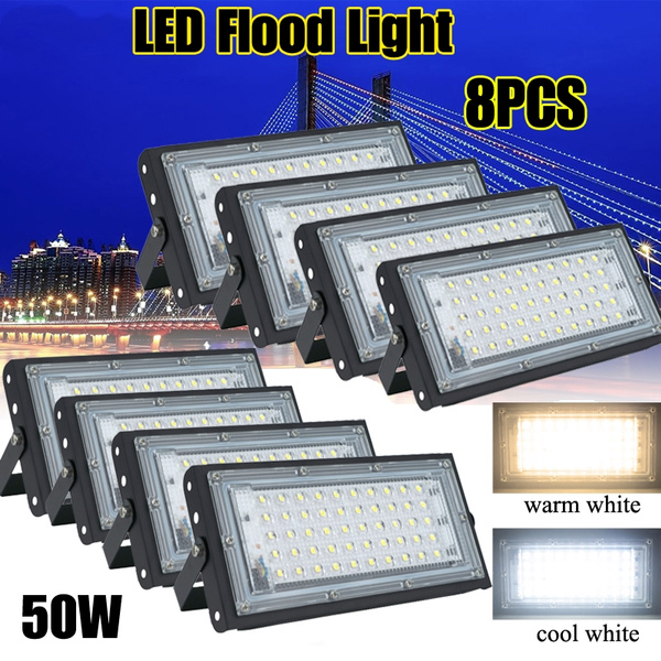 4/6/8Pcs Warm/white 50W LED 4500LM 50LED Flood Light IP65 Waterproof ...