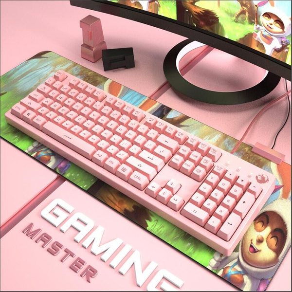 New pink keyboard girl cute mechanical feel computer notebook game ...