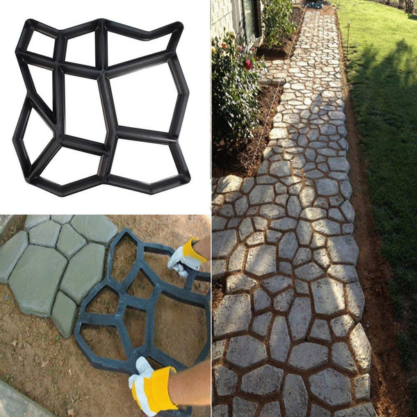Stone Paving Mold Concrete Stepping Walkway Paver 9 Grids DIY Driveway Gardens 