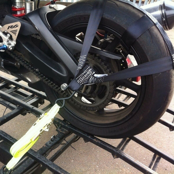Safe Motorbike Transport,Tie-Down Rear Wheel Strap Foldable Webbing Reliable 