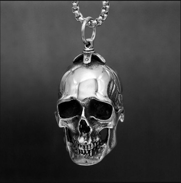 Men's rustic SILVER Skull Necklace Men's Silver Stainless Steel Rustic Mini Skull  Pendant Necklace Men's Silver Box Chain Necklace - Etsy