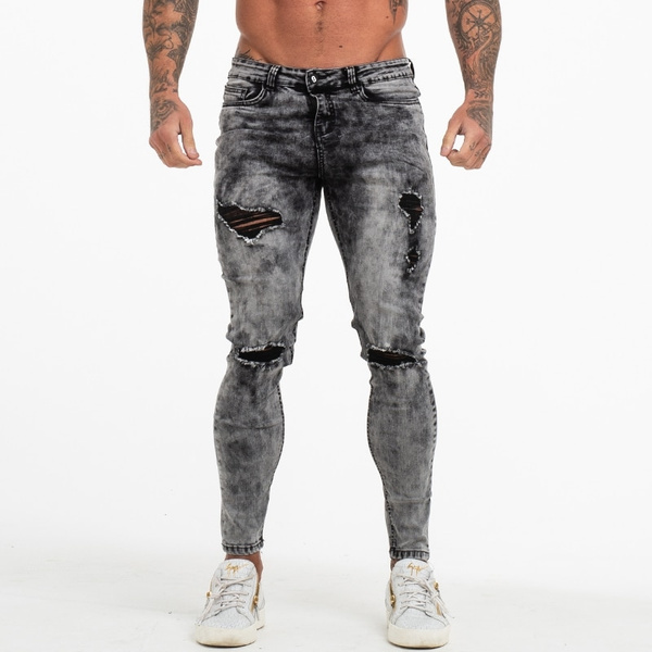 grey distressed jeans