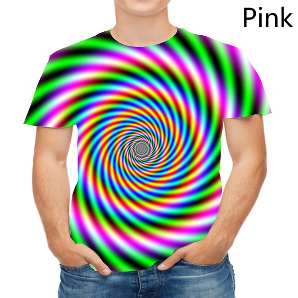 New Cool Color Spiral Illusion TShirt 3D T Shirt Print Trippy Short Sleeve Tops Rotation Multicolored Lines Shape Tees T shirt Fashion Visual Printed