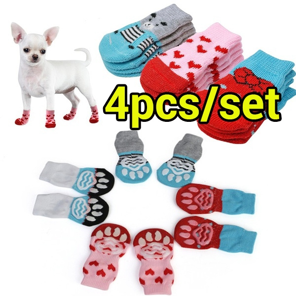 4PCS Pet Puppy Dog Shoes Anti Slip Socks Small Dogs Cat Shoes Chihuahua Boots CA