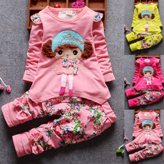 2Pcs NEW Kids Girls Sweet and Lovely Autumn Sports Suits Cute Baby Girls Long Sleeved Tops+ Pants Princess Girl Outfits Set for Aged 0-4 Year
