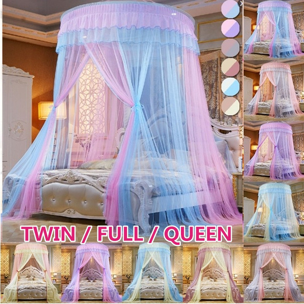 Ceiling Mounted Mosquito Net Free Installation Home Dome Foldable Bed Canopy Princess Tent Bed Curtain Twin Full Queen Wish