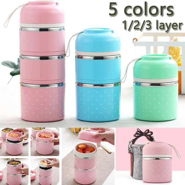 2 Layers Thermal Lunch Box for Kids Thermos Food Container