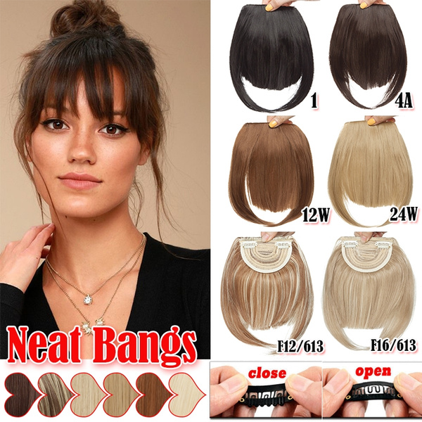 Women Neat Bangs Fake Hair Extensions Clip in on Fringe Bangs Clip On