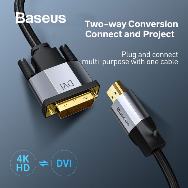 Baseus 4KHD DVI to HDMI Cable Male to Male Two-way HDMI to Adapter Converter for PS4 PC HDTV | Wish