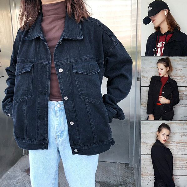BTS Taehyung Inspired Women Black Ripped Denim Jacket