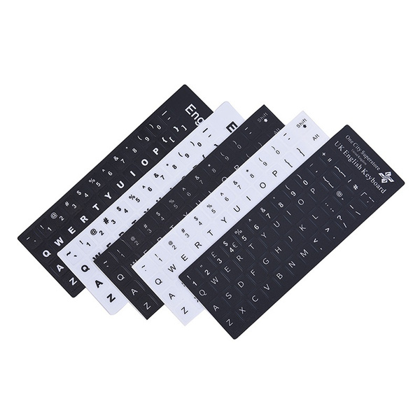 English Keyboard Replacement Stickers White on Black Any PC Computer Laptop Brightma Wish