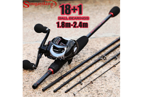 Baitcaster Combos 1.8m/1.98m/2.1m/2.4m Portable Fishing Rods 18+1BB High  Speed Baitcast Fishing Reel for Bass Trout Salmon Fishing