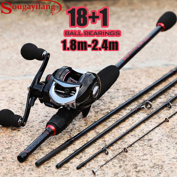 Baitcaster Combos 1.8m/1.98m/2.1m/2.4m Portable Fishing Rods 18+1BB High  Speed Baitcast Fishing Reel for Bass Trout Salmon Fishing