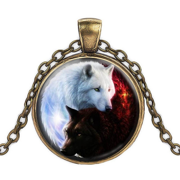 yin yang wolf necklace