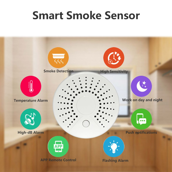 Smart Life Standalone Wifi Smoke Sensor, High Temperature Alarm Sensor
