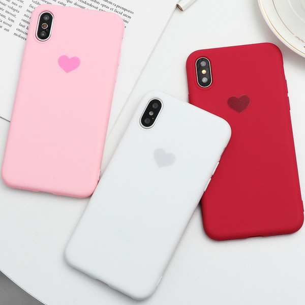 Fashion Love Heart Pink White Red Macaron Solid Color Soft Silicone Case For Iphone 11 Pro Max Xr Xs Max Xs 7 6 8 5 X For Samsung Note 10 Plus A50